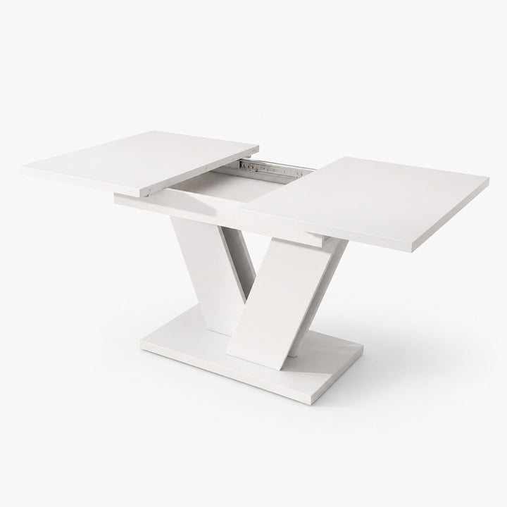 White Extendable Dining Table with V-Shaped Metal Legs 120–160x80cm WOODPLUS