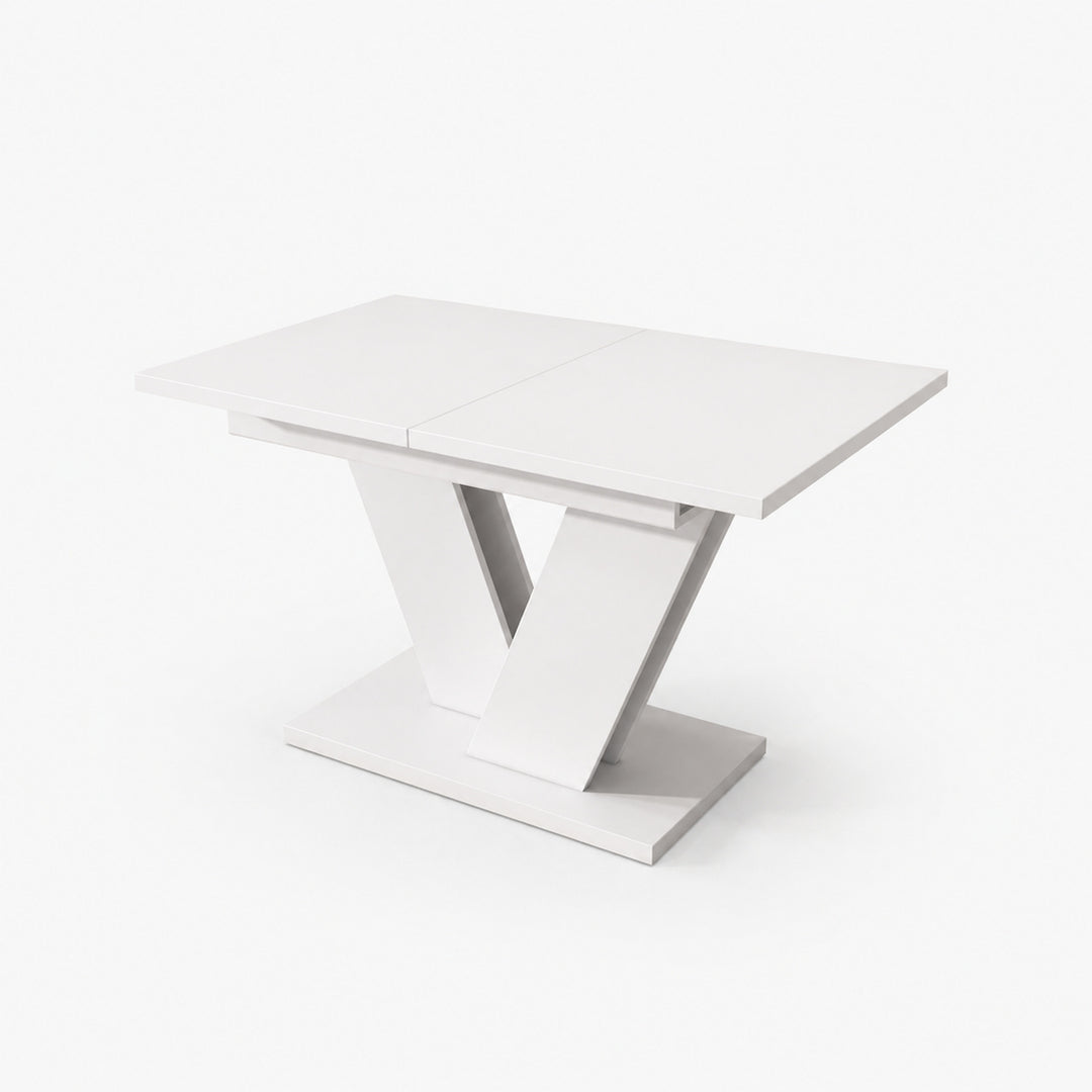 White Extendable Dining Table with V-Shaped Metal Legs 120–160x80cm WOODPLUS