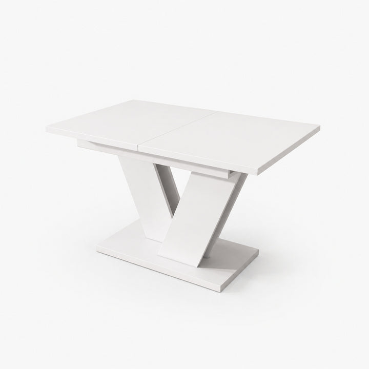 White Extendable Dining Table with V-Shaped Metal Legs 120–160x80cm WOODPLUS