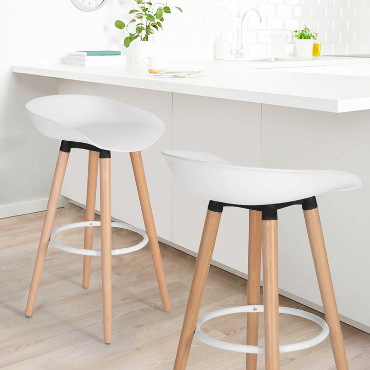 Set of 2 scandinavian barstools with wooden legs DEARBORN WHITE LMKZ