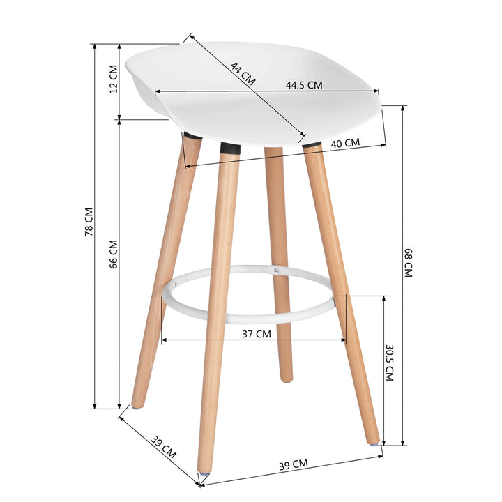 Set of 2 scandinavian barstools with wooden legs DEARBORN WHITE LMKZ