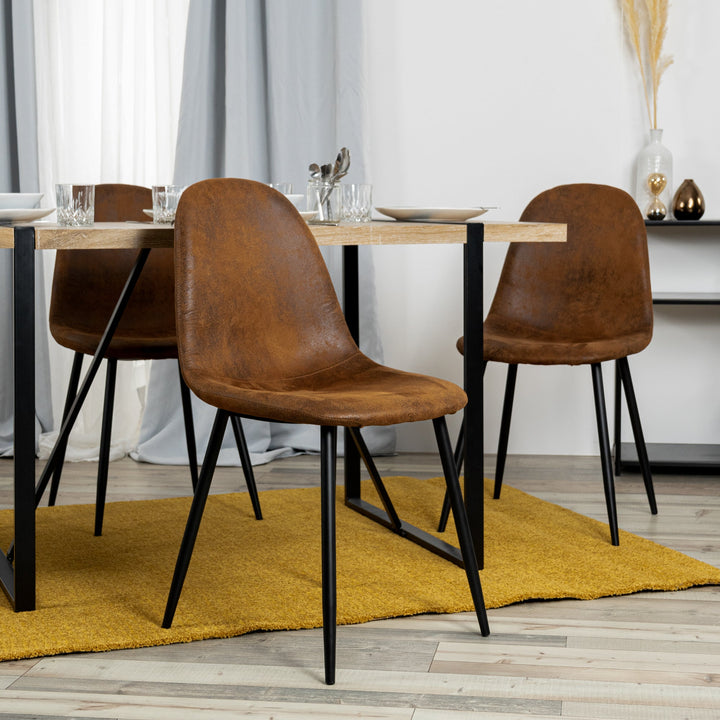 Set of 4 Scandinavian vintage dining room chairs CHARLTON SUEDE BROWN S FRXZ UKFR