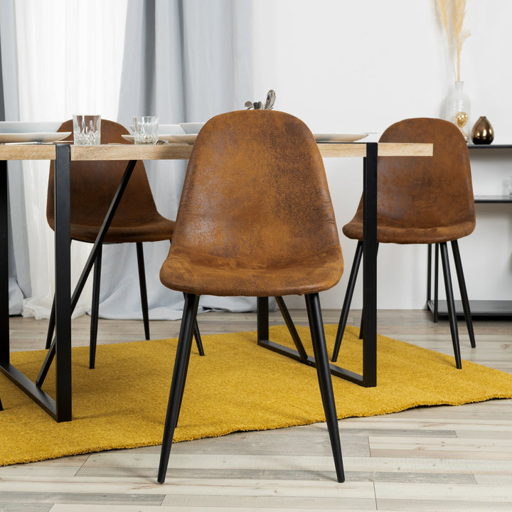 Set of 4 Scandinavian vintage dining room chairs CHARLTON SUEDE BROWN S FRXZ UKFR