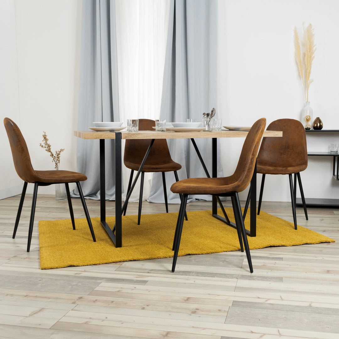 Set of 4 Scandinavian vintage dining room chairs CHARLTON SUEDE BROWN S FRXZ UKFR