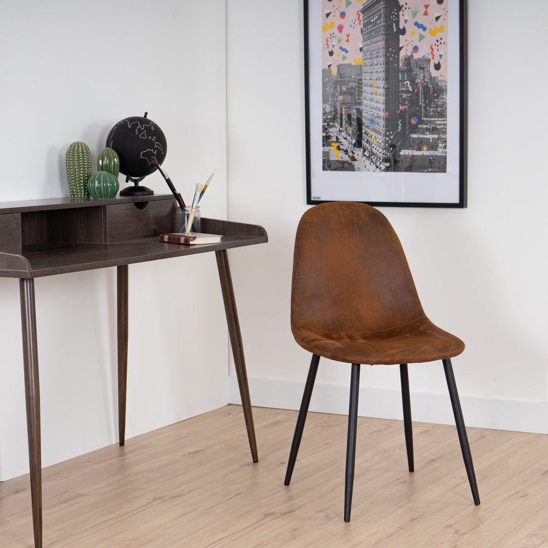 Set of 4 Scandinavian vintage dining room chairs CHARLTON SUEDE BROWN S FRXZ UKFR