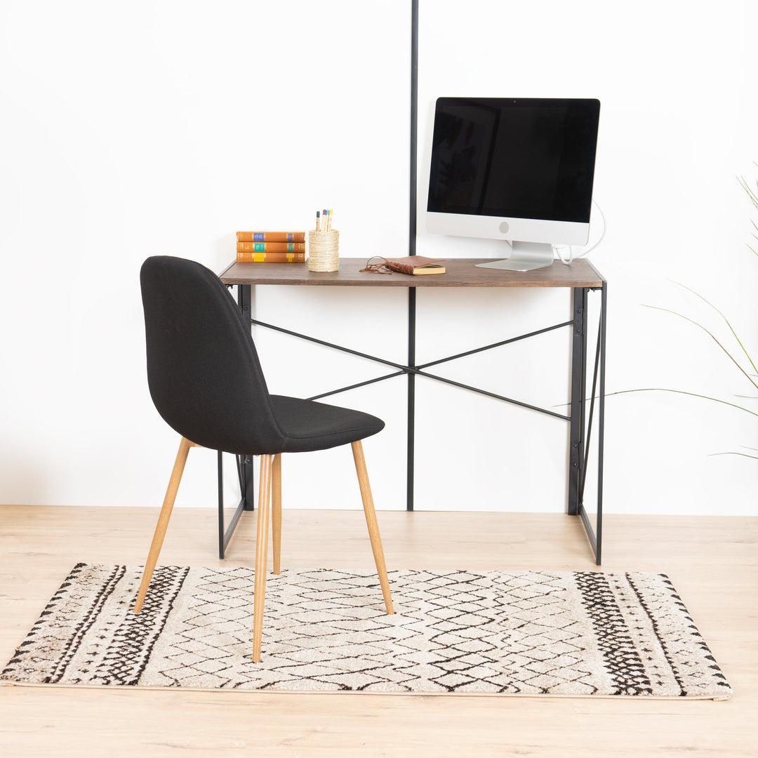 Minimalist foldable desk in black and wood industrial style HARPER BLACK HM