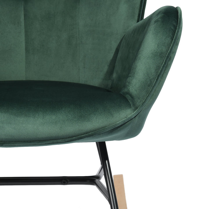 Scandinavia Dark Green Velvet Cover Leisure Chair with Wooden Legs and Metal Frame EPPING KD VELVET GREEN WOOD LEG UKFR