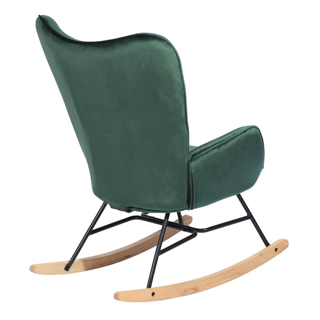 Scandinavia Dark Green Velvet Cover Leisure Chair with Wooden Legs and Metal Frame EPPING KD VELVET GREEN WOOD LEG UKFR