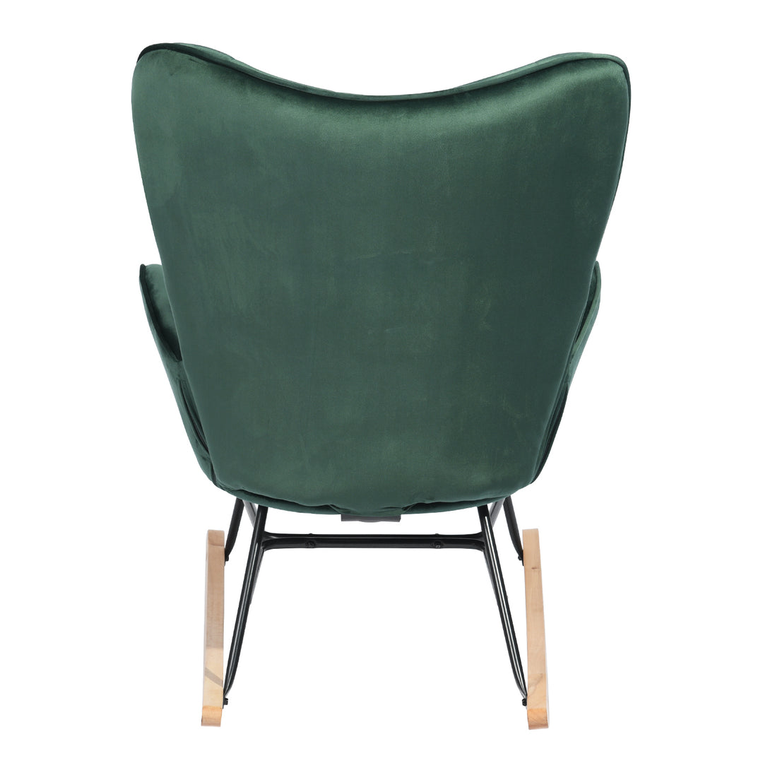 Scandinavia Dark Green Velvet Cover Leisure Chair with Wooden Legs and Metal Frame EPPING KD VELVET GREEN WOOD LEG UKFR