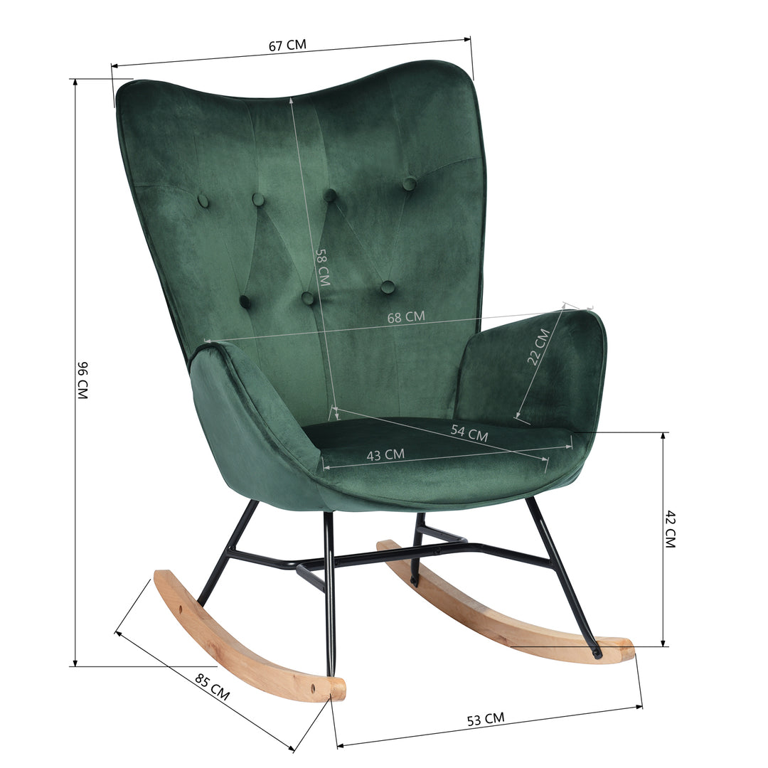 Scandinavia Dark Green Velvet Cover Leisure Chair with Wooden Legs and Metal Frame EPPING KD VELVET GREEN WOOD LEG UKFR