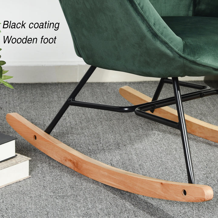 Scandinavia Dark Green Velvet Cover Leisure Chair with Wooden Legs and Metal Frame EPPING KD VELVET GREEN WOOD LEG UKFR