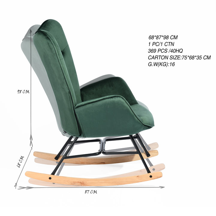 Scandinavia Dark Green Velvet Cover Leisure Chair with Wooden Legs and Metal Frame EPPING KD VELVET GREEN WOOD LEG UKFR