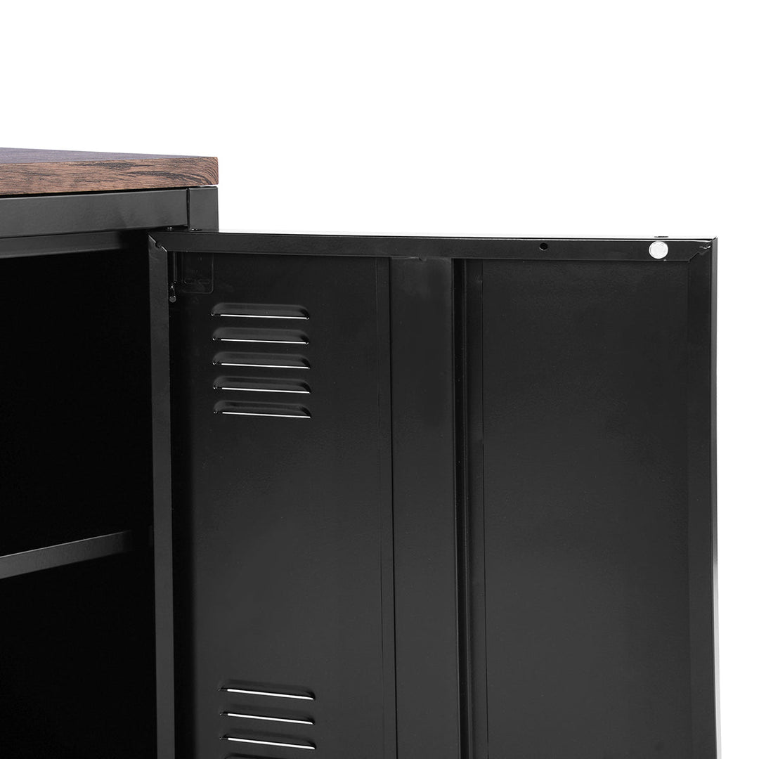 Industrial style storage unit in metal and wood GRAVES BLACK MDFT A