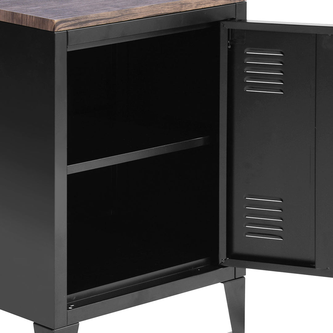 Industrial style storage unit in metal and wood GRAVES BLACK MDFT A