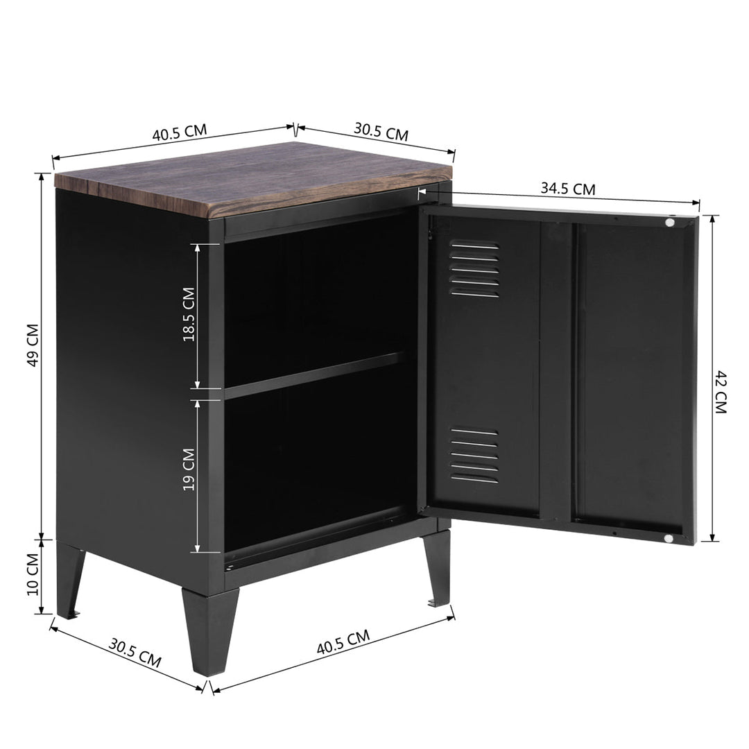 Industrial style storage unit in metal and wood GRAVES BLACK MDFT A