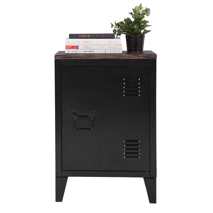 Industrial style storage unit in metal and wood GRAVES BLACK MDFT A