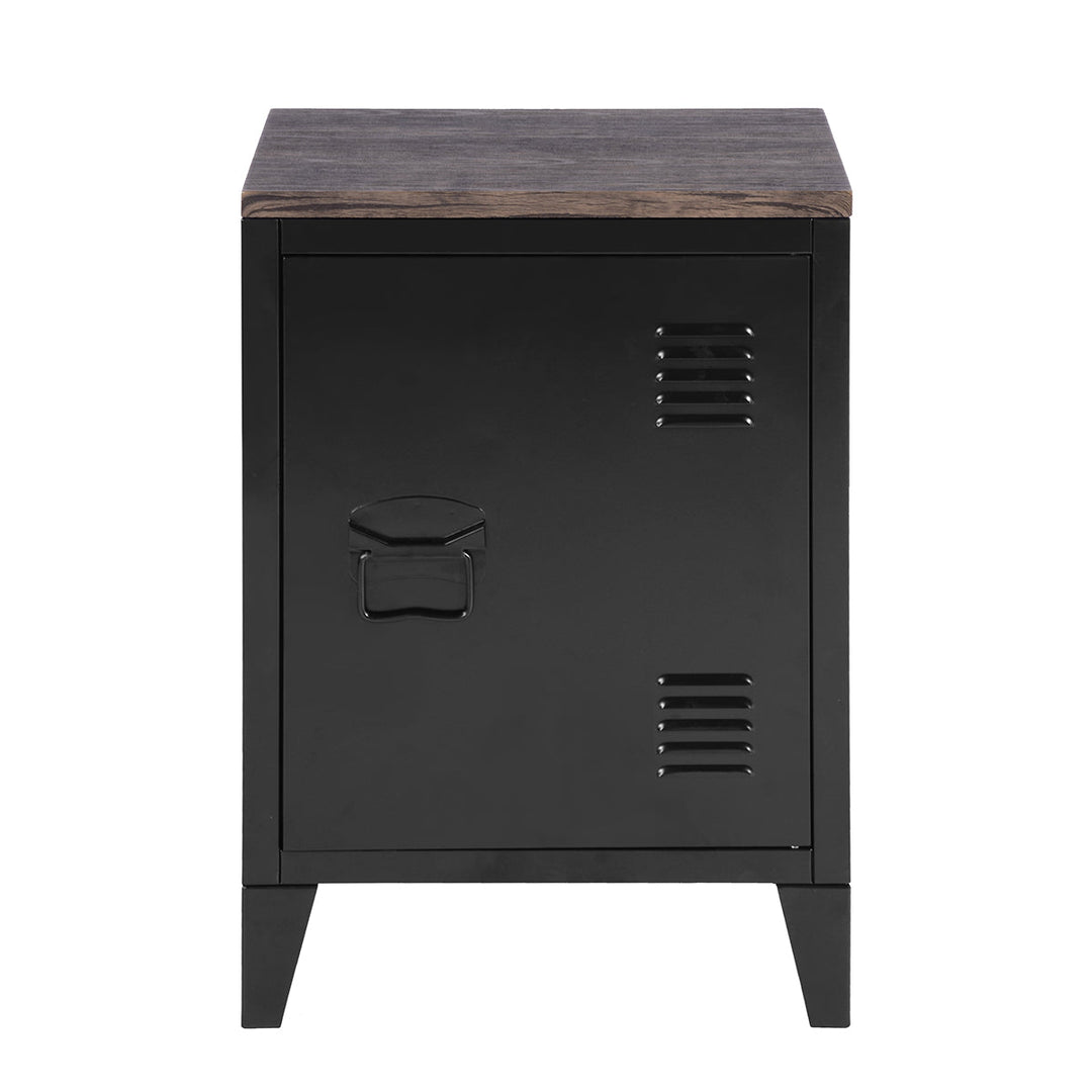 Industrial style storage unit in metal and wood GRAVES BLACK MDFT A