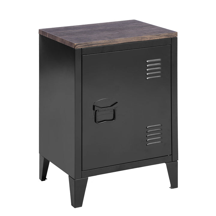 Industrial style storage unit in metal and wood GRAVES BLACK MDFT A