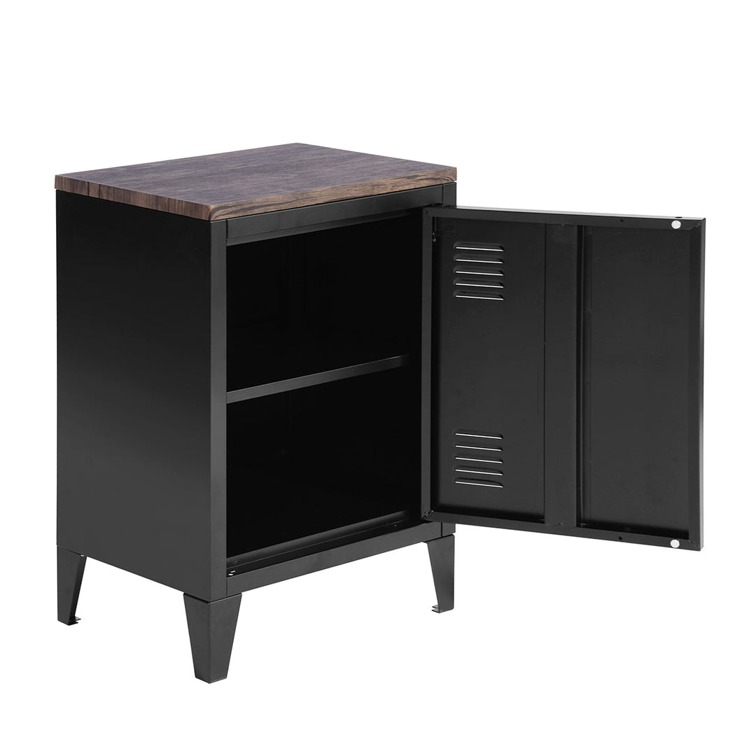 Industrial style storage unit in metal and wood GRAVES BLACK MDFT A