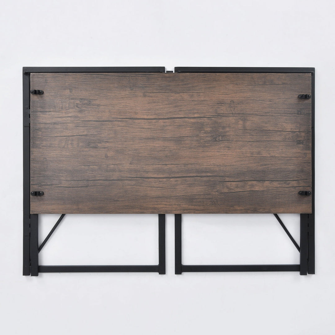 Minimalist foldable desk in black and wood industrial style HARPER BLACK HM