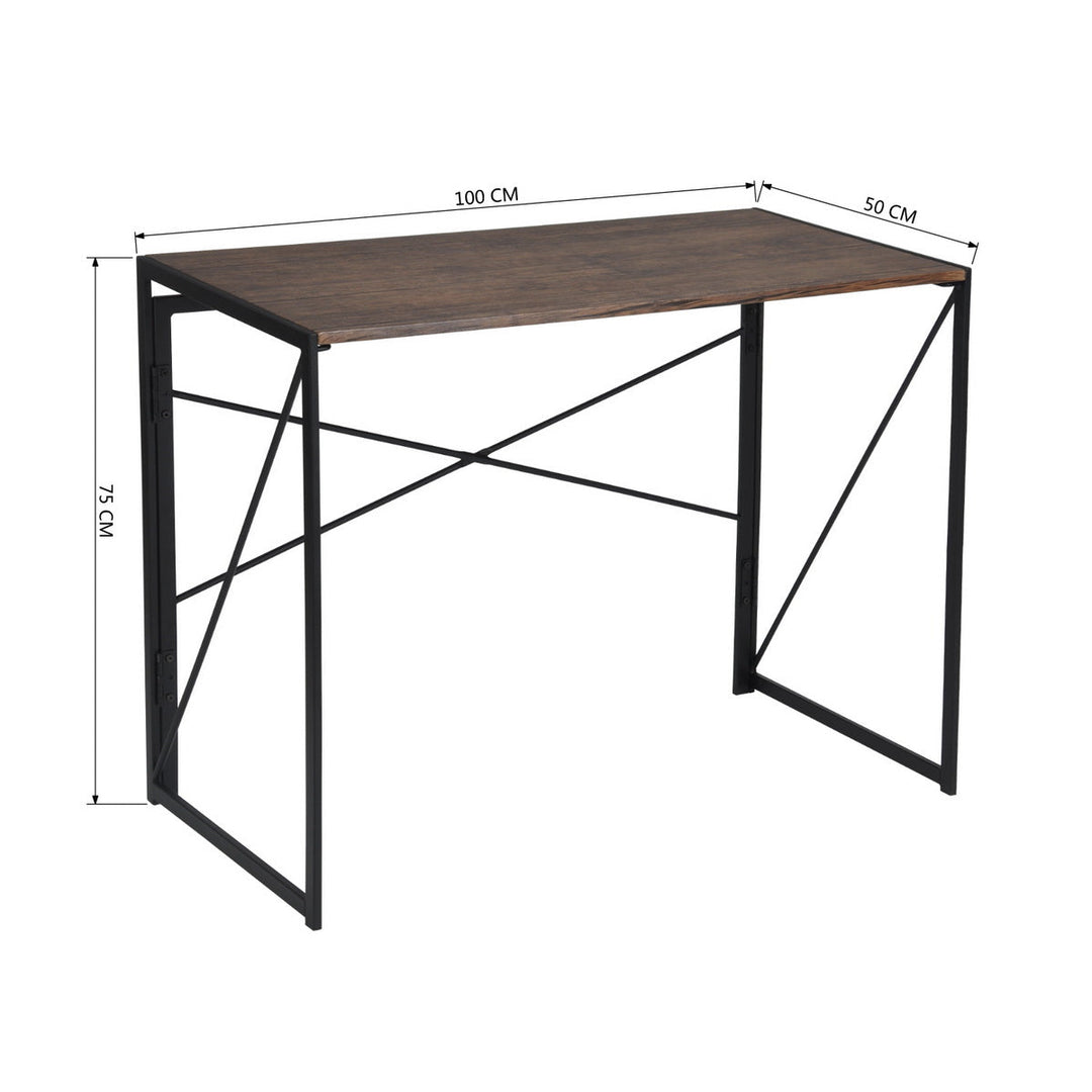 Minimalist foldable desk in black and wood industrial style HARPER BLACK HM