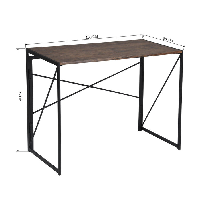 Minimalist foldable desk in black and wood industrial style HARPER BLACK HM