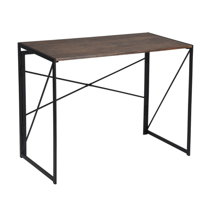 Minimalist foldable desk in black and wood industrial style HARPER BLACK HM