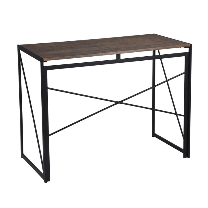 Minimalist foldable desk in black and wood industrial style HARPER BLACK HM