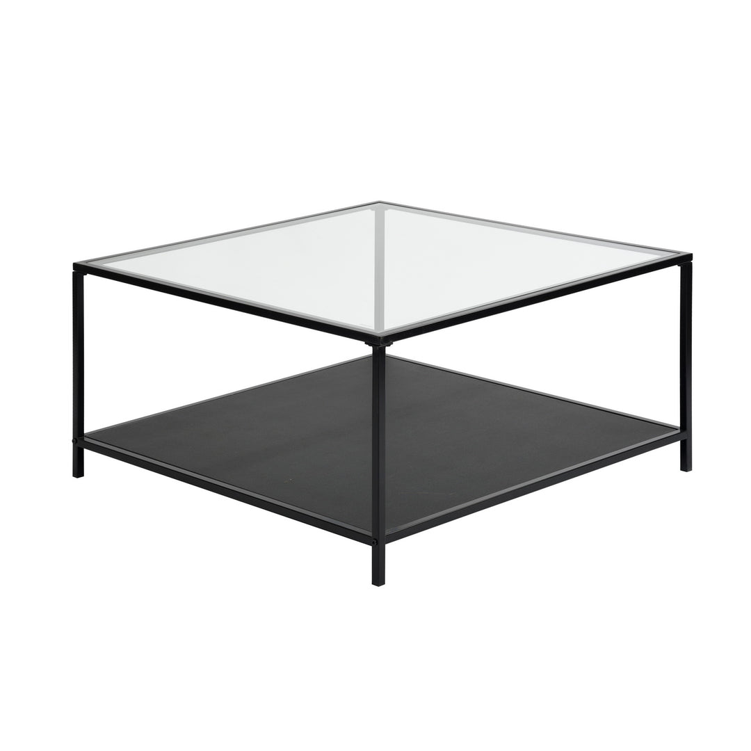 Square Glass Coffee Table 2-Tiers HUDD WOOD GLASS