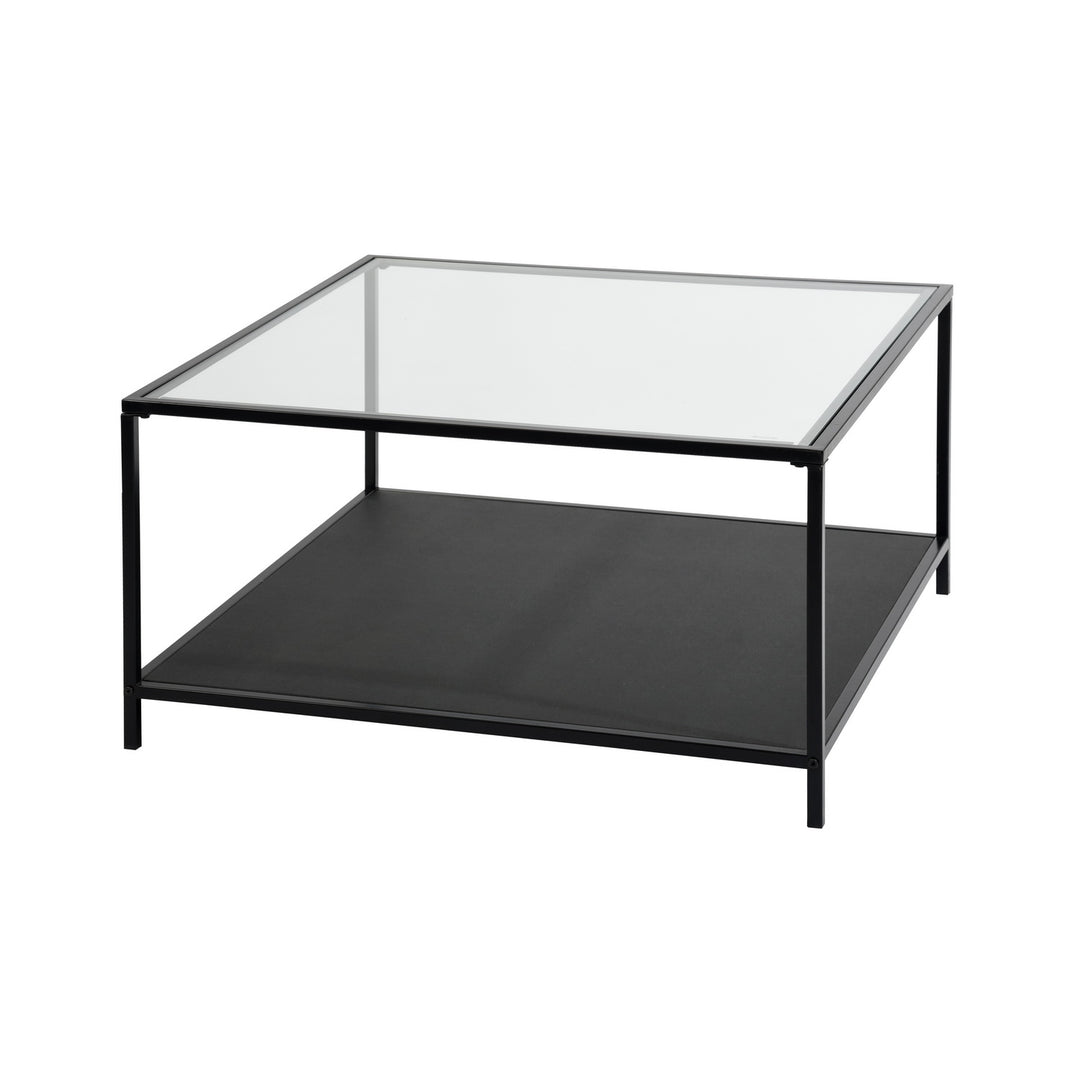 Square Glass Coffee Table 2-Tiers HUDD WOOD GLASS