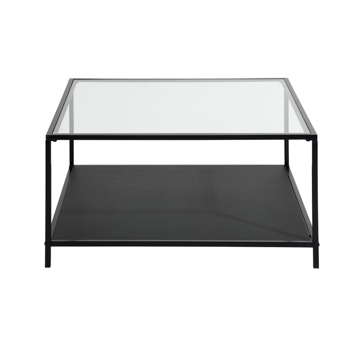 Square Glass Coffee Table 2-Tiers HUDD WOOD GLASS