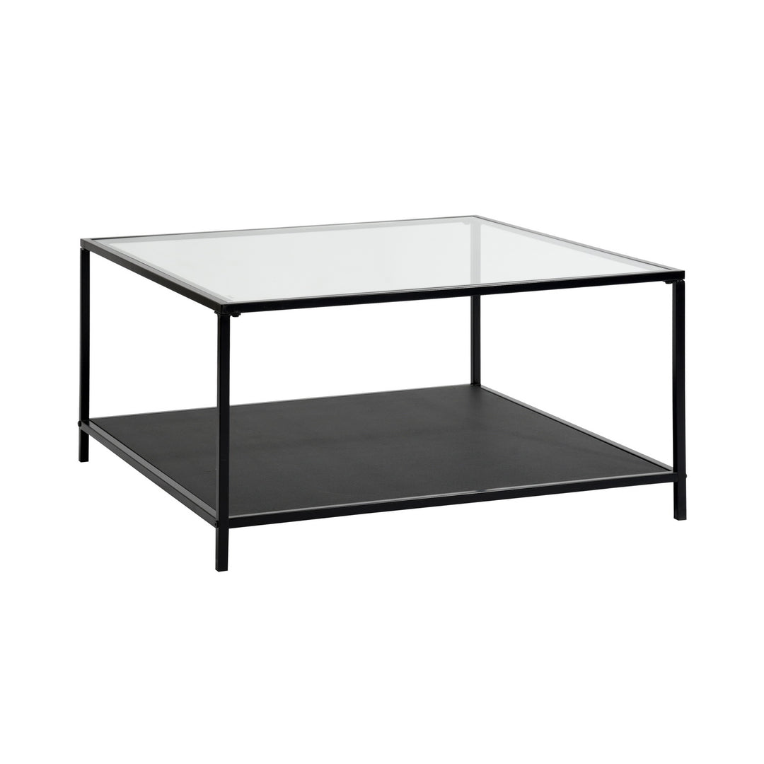 Square Glass Coffee Table 2-Tiers HUDD WOOD GLASS