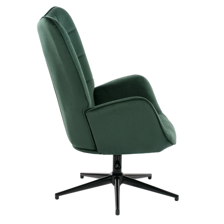 Scandinavian Armchair Office Chair with Armrests Swivel Wingback Velvet Height Adjustable IRIS VELVET GREEN BLACK LEG UKFR