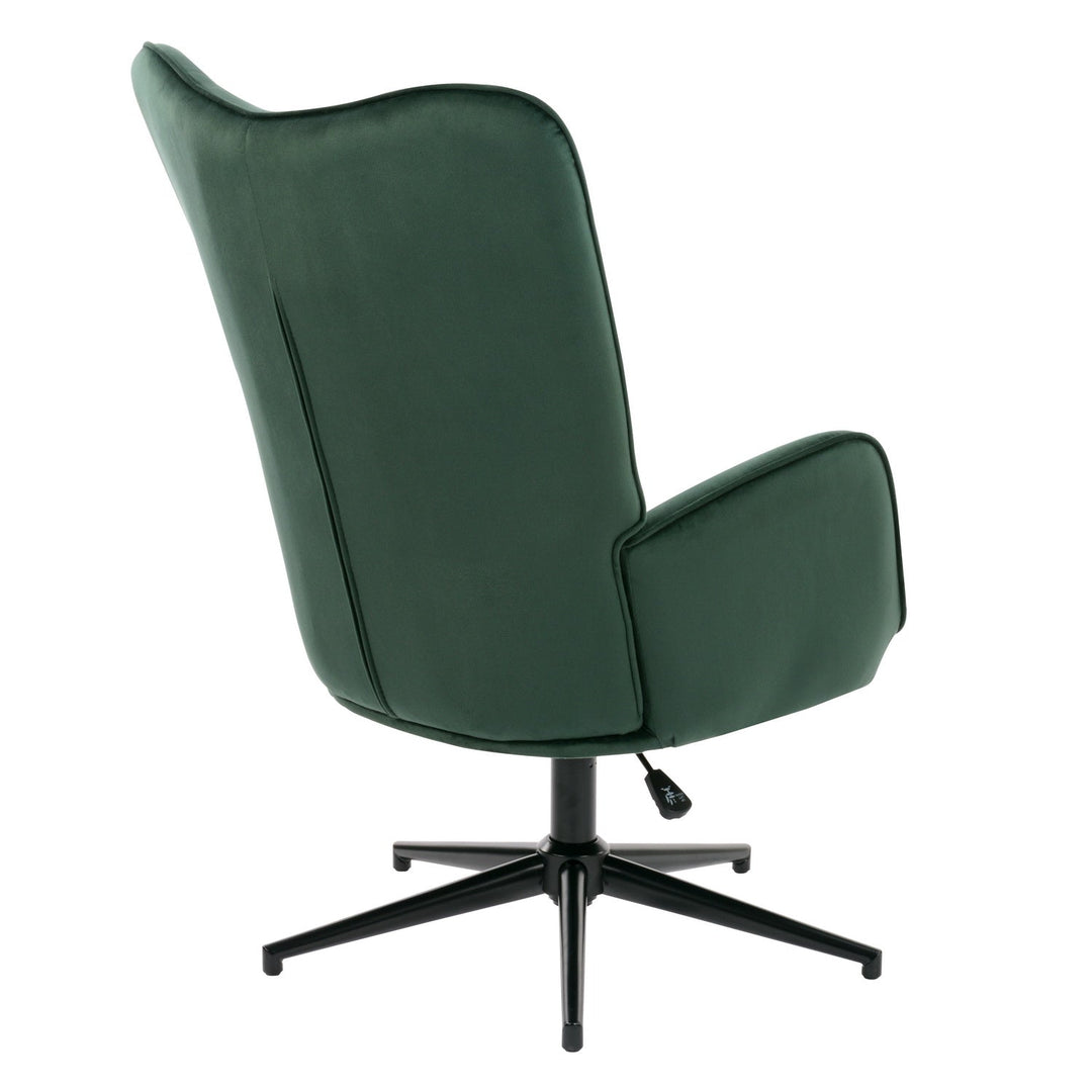 Scandinavian Armchair Office Chair with Armrests Swivel Wingback Velvet Height Adjustable IRIS VELVET GREEN BLACK LEG UKFR