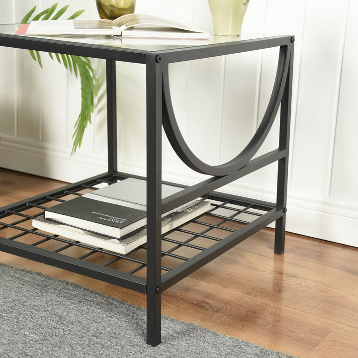 Modern side table in glass and metal JANKIN END TABLE