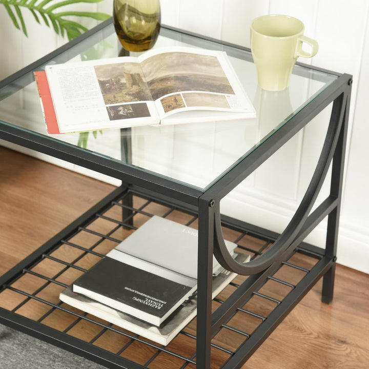 Modern side table in glass and metal JANKIN END TABLE