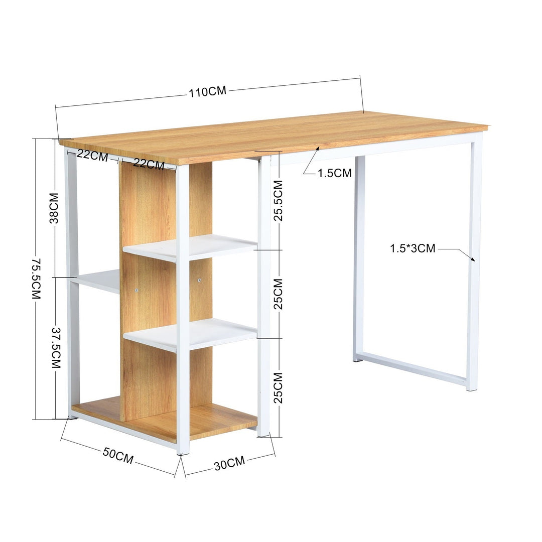 Modern desk with five white shelves and oak wood JESUSA A