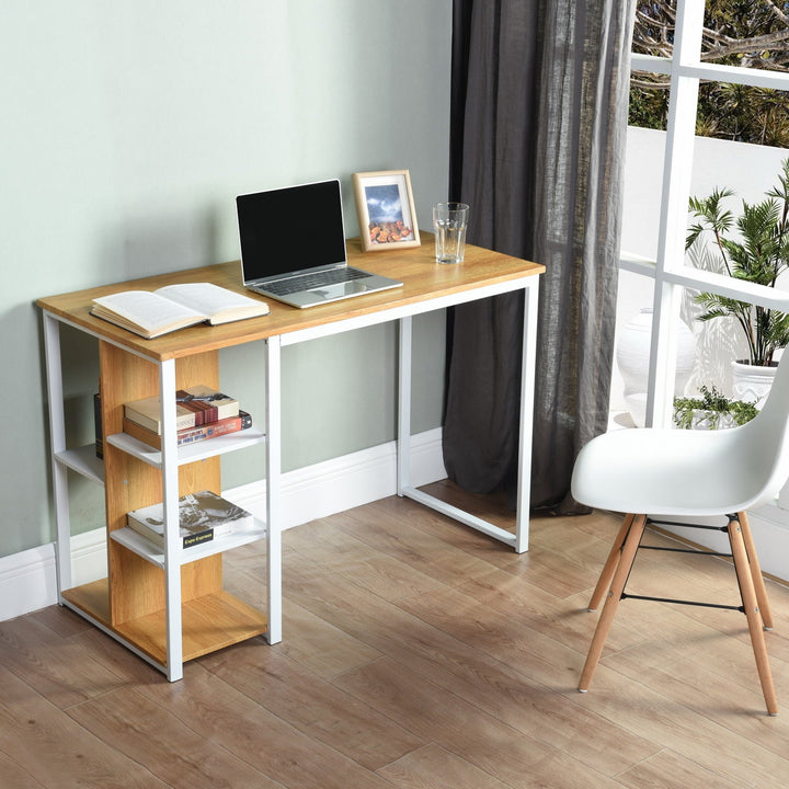 Modern desk with five white shelves and oak wood JESUSA A